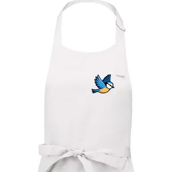 Kuchyňská zástěra Sýkorka modřinka na prsu - Pánská zástěra na vaření - Univerzální velikost ( Bílá )
