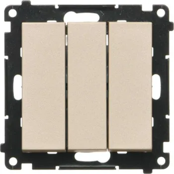 vypínač Vypínač jednopólový 3 násobný, s orientačním LED podsvětlením,, Simon 55 TW31L.01/144, champagne metalizovaná