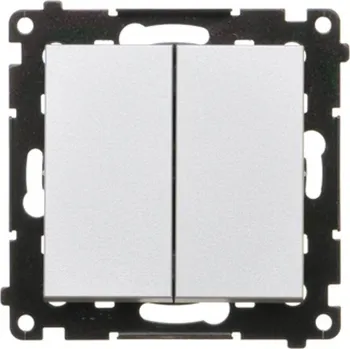 vypínač Tlačítko zapínací 2 násobné, řazení 1/0+1/0, 10 A / 230 V~, bezšroubové svorky, Simon 55 TP2.01/143, hliníková