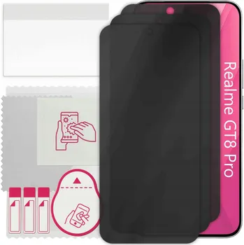 Pouzdro na mobilní telefon 3x Hybridní Sklo s Filtrem Soukromí pro Realme GT8 Pro, PRIVACY