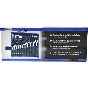 Klíč SADA OČKOPLOCHÉ KLÍČE OCEL PLOCHÉ 4–32 MM + POUZDRO