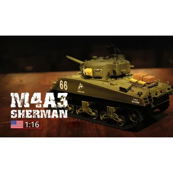 RC model tanku Dálkově ovládaný tank ASG/IR/zvuk/kouř 1:16 U.S. Medium Tank M4A3 Sherman