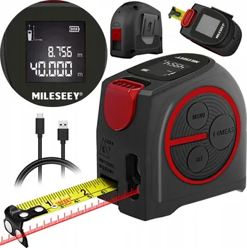 Měřící laser Laserový dálkoměr Mileseey 40 m s 5m svinovacím metrem, IP54