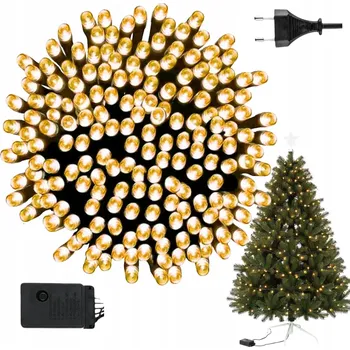 Vánoční dekorace LAMPKI CHOINKOWE ŚWIATEŁKA 100 LED teplá bílá, 8 REŽIMŮ, na stromeček, VÁNOCE