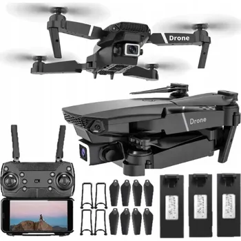 Dron Dron s kamerou E88, dálkově ovládaný, 1 baterie, dosah 100 m, doba letu 45 min