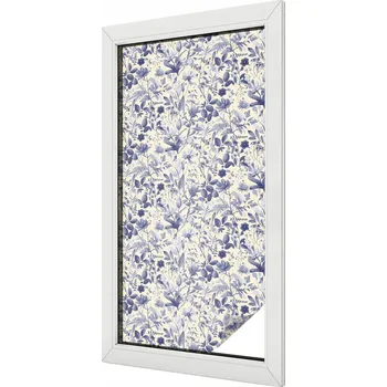Okenní dekorace Dekorativní mléčná vitrážová fólie na okno, květinový symetrický vzor 50x100 cm
