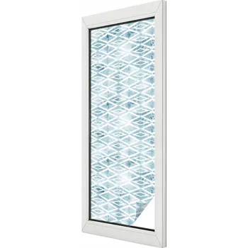 Okenní dekorace Fólie Okenní dýha Samolepicí Mléčná vitráž Modré kosočtverce 50x146