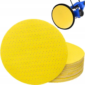Brusný kotouč Brusný papír na žirafu Žlutý Perforovaný Kotouč na suchý zip P150 225mm 5 ks