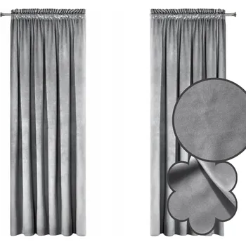 Obraz Závěsy SVĚTLE ŠEDÉ 140x250 cm na pásce VELUR Samet Styl a Komfort