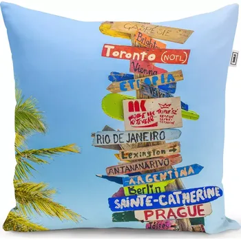 Polštář Sablio Polštář Ukazatele měst - 50x50 cm