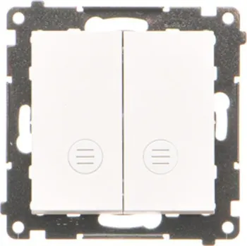 vypínač Tlačítko zapínací spínací 2 násobné, s orientačním LED podsvětlením, řazení, Simon 55 TP2L2.01/111, bílá