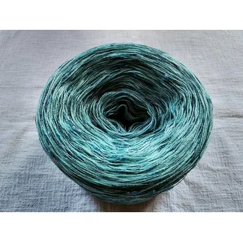 Příze Merino Mint lux 3-nitka 1000m s nopkovou nitkou (Duhové merino klubko s nopky Mint lux)
