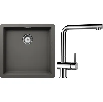 Granitový dřez Set Schock S12-8 (dřez Greenwich N-100 Silverstone + baterie Epos Chrom)