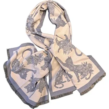 Dámská kašmírová šála šedo béžová