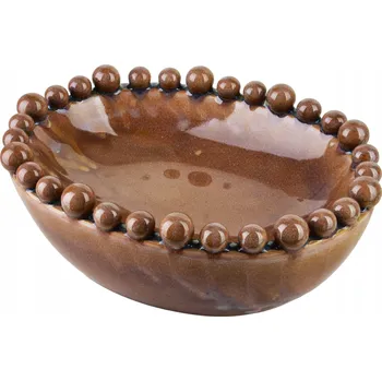 YARINE BALL Oválná Dekorativní Mísa Keramika Hnědá 22x17x8 cm