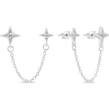 Náušnice Brilio Silver Stylové stříbrné náušnice s řetízkem EA717W + 2 měsíce na vrácení zboží