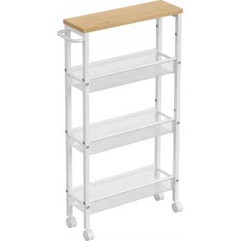 Servírovací stolek KUCHYŇSKÁ SKŘÍŇKA POJÍZDNÁ ÚZKÁ POLICE na 4 kolečkách 4 ÚROVNĚ PROSTORNÁ