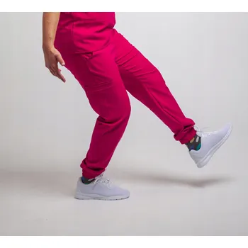 Pánské kalhoty Scrubsheep Pánské zdravotnické kalhoty rovného střihu - Malinově červená M