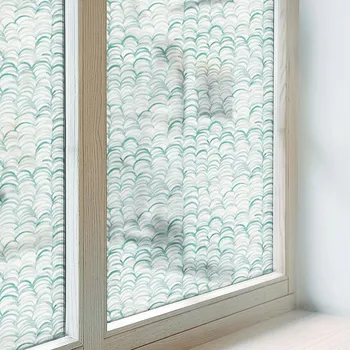 Polep vozidla Samolepicí mléčná okenní Fólie Dekorativní dýha Zelená vlna 50x146