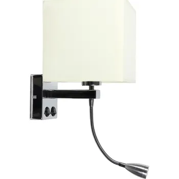 Nástěnné svítidlo Nástěnná lampa se čtecím LED ramenem BOHO LAMPA - 1xE27, 40W + LED 2W, čtverec, béžová