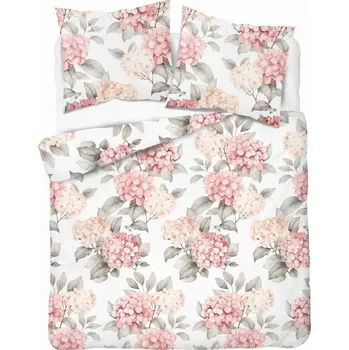 Povlečení Povlečení 160x200 bílé s růžovo-broskvovými hortenziemi