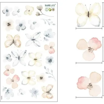 Samolepící dekorace Samolepky na zeď květiny 52 x 30 cm Průsvitný matný vinyl Květinová dekorace do interiéru Jemná nástěnná ozdoba Snadná aplikace