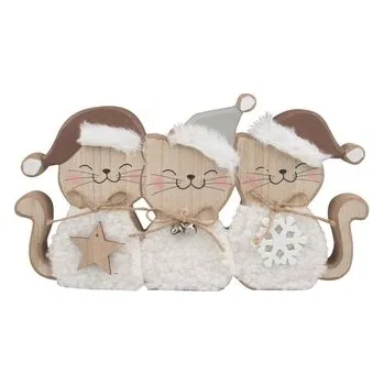 Hračka pro kočku Kočky v hnědých čepicích dřevěné na postavení 25 x 14 x 2,5 cm