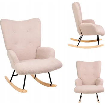 Křeslo Křeslo MOSS TEDDY BOUCLE houpací béžové v látce TEDDY BOUCLÉ HOMLA