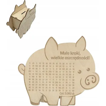 Pokladnička DŘEVĚNÉ PRASÁTKO POKLADNIČKA MALÉ KROKY VELKÉ ÚSPORY STÍRACÍ