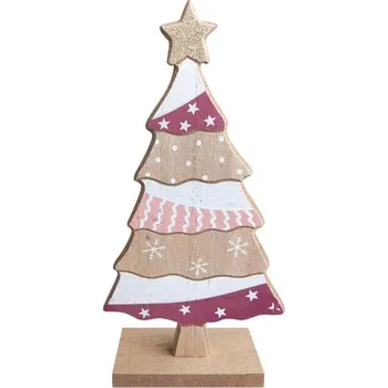 Vánoční dekorace Dřevěný stromek na postavení 19 cm