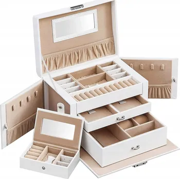 Šperkovnice KRABIČKA ŠPERKOVNICE NA BIŽUTERII NÁUŠNICE BIAŁY KUFŘÍK POUZDRO