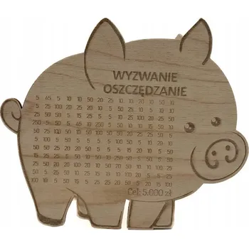 Pokladnička DŘEVĚNÉ PRASÁTKO POKLADNIČKA VÝZVA ÚSPORY DÁREK STÍRACÍ PLAKÁT PRASÁTKO