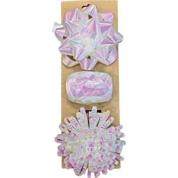 Stuha Dárková sada růžová duhově lesklá, 3 ks (stuha 10 m + 2 mašle)