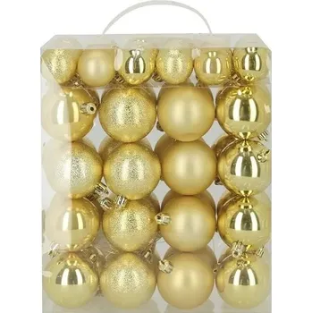 Vánoční dekorace Sada vánočních baněk, zlatá, plast, 50 ks EG01-PE3-4018+6032-G