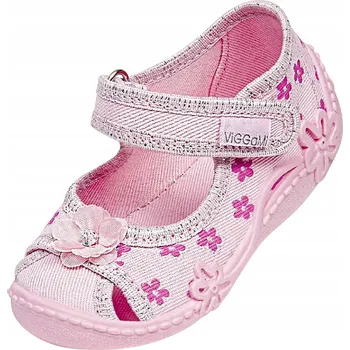 Dívčí bačkory Dívčí papuče s květinkami Viggami růžové, velikost 24