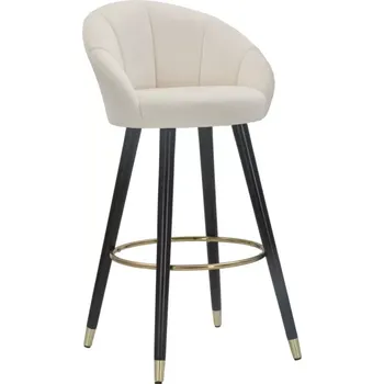 Barová židle Sametová barová židle Prague krémová
