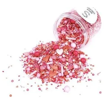 Přisada na vaření a pečení Cukrové zdobení 90g červeno řůžový valentýn - Super Streusel