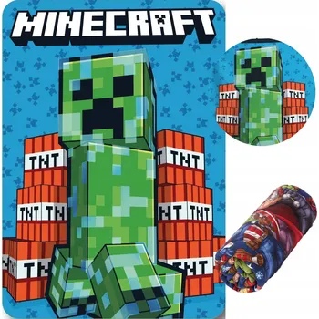 Dětská deka MLC • Fleecová deka Minecraft - motiv Creeper & TNT - 100x140 cm
