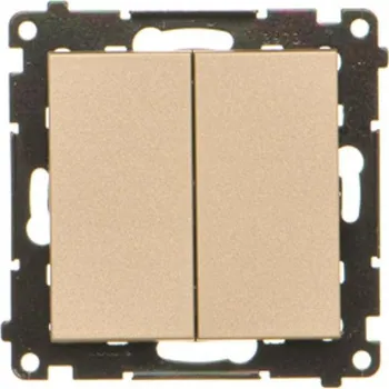 vypínač Tlačítko zapínací 4 násobné, řazení 1/0, 10 A / 230 V~, bezšroubové, Simon 55 TP4.01/144, champagne metalizovaná