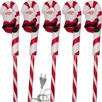 Vánoční dekorace Vánoční světýlka venkovní - Mikulášové zapichovací, síťové LED, 5 ks, 50 cm