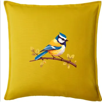 Polštář Sýkorka modřinka kreslená - Polštář 50x50 - 50x50 - Pouze potah ( Žlutá )