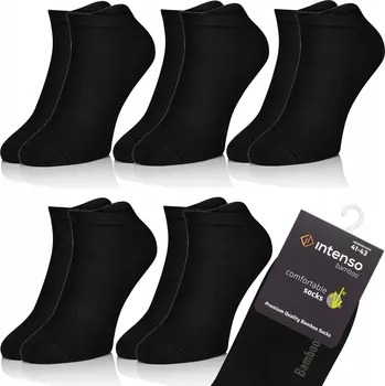 Pánské ponožky 5x ČERNÉ PÁNSKÉ BAMBUSOVÉ KOTNÍKOVÉ PONOŽKY NA NOHU, PRODYŠNÉ, INTENSO ponožky + AG