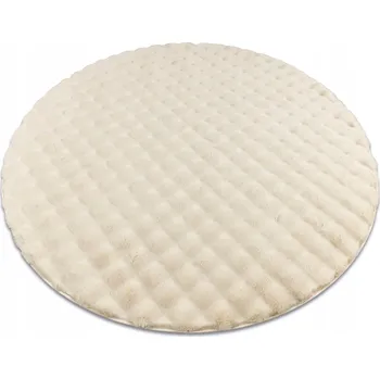 Koberec KOBEREC DO LOŽNICE BUBBLE béžový KOŽEŠINA VLAS KRÁLÍKA, dvouúrovňový, kruh 100 cm