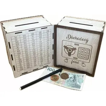 Pokladnička Dřevěná pokladnička - DŮCHODOVÝ FOND