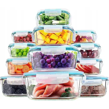 Dóza na potraviny SKLENĚNÉ NÁDOBY NA POTRAVINY LUNCHBOX KRABIČKA S VÍKEM PRO SKLADOVÁNÍ