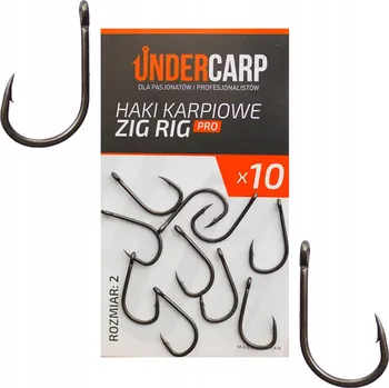 Rybářský háček Háčky na zem s protihrotem, Undercarp Zig Rig PRO 10 ks