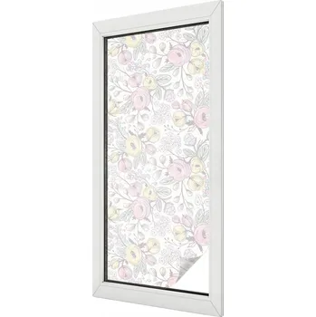 Okenní dekorace Dekorativní Fólie Mléčná Vitráž s Květinovým Vzorem na Okno 50x116 cm