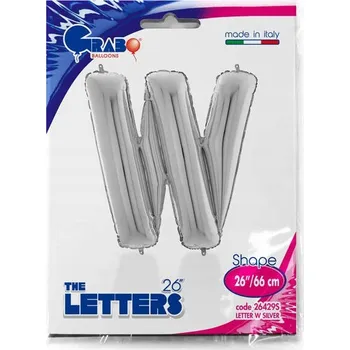 Balónek Fóliový balónek písmeno W stříbrný 66 cm