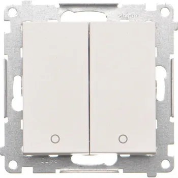 vypínač Vypínač dvoupólový 2 násobný, řazení 2+2, 16 A / 230 V~, bezšroubové svorky, Simon 55 TW22A.01/111, bílá