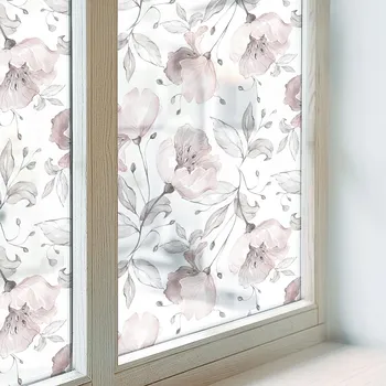 Polep vozidla Samolepka Fólie na Mléčné okno Ozdobná Samolepicí Růžové listy 100x116